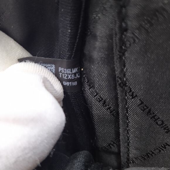 Michael Kors Brown Canvas Leather Trim MK Printed Top Zipper Closure Backpack - Picture 11 of 16